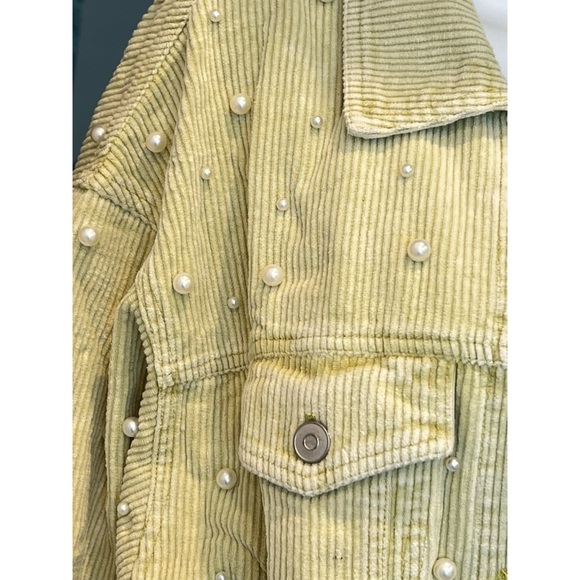 PEACH LOVE CALIFORNIA Corduroy pearl, detailed, pastel lime, jacket size S M L - Picture 10 of 11